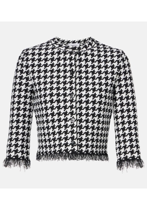 McQueen Houndstooth fringed jacquard cardigan