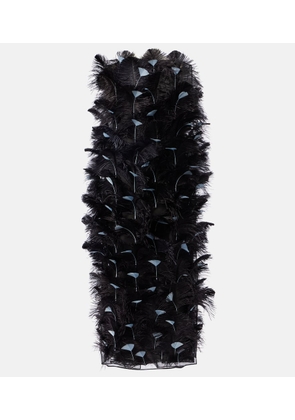 Prada Feather-trimmed silk organza cocktail dress