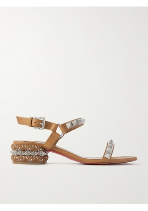 Christian Louboutin - Pyrasand 30 Studded Leather Sandals - Brown - IT36,IT36.5,IT37,IT37.5,IT38,IT38.5,IT39,IT39.5,IT40,IT40.5,IT41,IT41.5,IT42