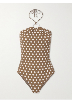 Marysia - Avalon Polka-dot Halterneck Swimsuit - Brown - x small,small,medium,large,x large,xx large