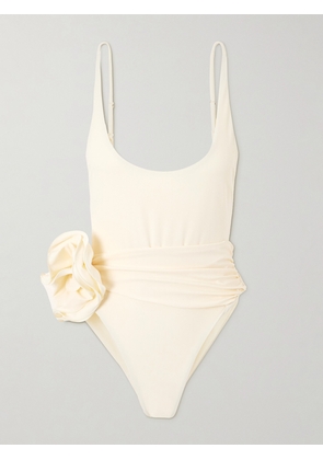 Magda Butrym - Appliquéd Ruched Swimsuit - Cream - FR 32,FR 34,FR 36,FR 38,FR 40,FR 42