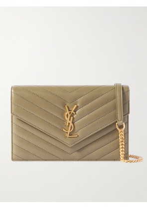 SAINT LAURENT - Cassandre Envelope Mini Matelassé Leather Shoulder Bag - Green - One size