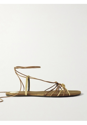 SAINT LAURENT - Babylone Embellished Metallic Leather Sandals - Brown - EU 37,EU 38,EU 39,EU 40,EU 41