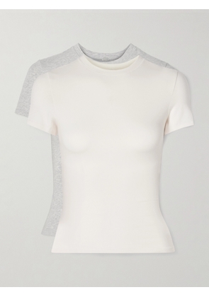 SKIMS - Set Of Two Stretch-cotton Jersey T-shirts - Light Heather Grey, Marble - Gray - XXS,XS,S,M,L,XL,2XL,3XL