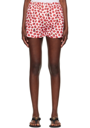 Versace White & Red Strawberry Garden Shorts