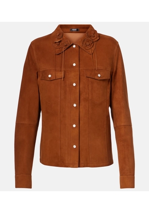 Versace Floral-appliquÃ© suede jacket