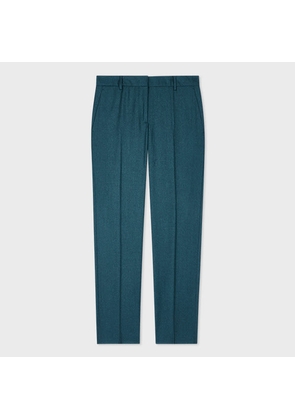 Paul Smith Women's Teal Slim-Fit Wool-Cashmere Flannel Trousers Blue
