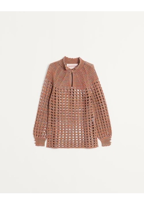 Valentino COTTON AND MOULINE LINEN JUMPER Man OCHRE L