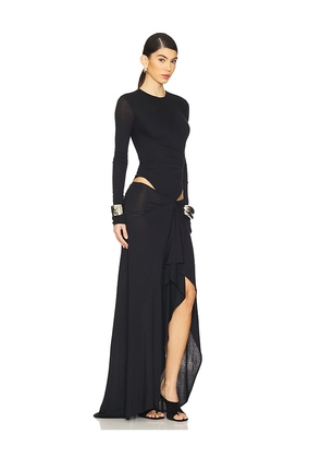 THE ATTICO Long Sleeve Gown in Black. Size 42. Also in 38, 44.