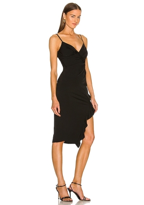 MORE TO COME Natasha Ruffle Midi Dress in Black. Size XS. Also in XXS.