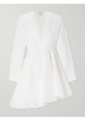 Alaïa - Asymmetric Cotton-poplin Mini Dress - White - FR34,FR36,FR38,FR40,FR42,FR44