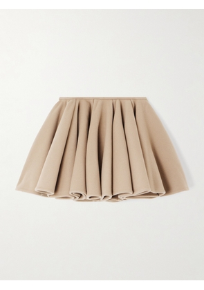 Alaïa - Pleated Brushed Wool And Cashmere-blend Mini Skirt - Neutrals - FR34,FR36,FR38,FR40