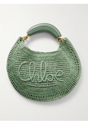 Chloé - Summer Banana Leather-trimmed Embroidered Raffia Tote - Green - One size