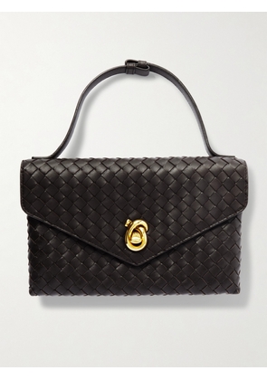 Bottega Veneta - Knot Lock Medium Intrecciato Leather Shoulder Bag - Brown - One size