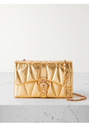 Versace - Kleio Mini Metallic Matelassé Leather Shoulder Bag - Gold - One size
