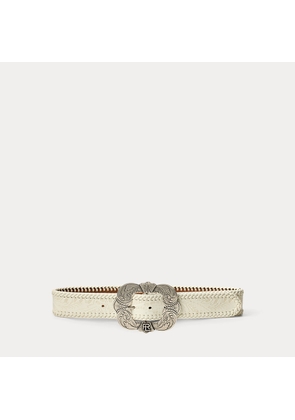 Tooled-Buckle Embossed Vachetta Belt