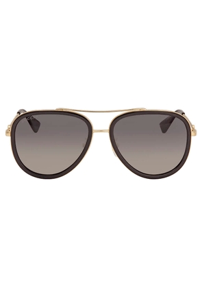 Gucci Polarized Grey Gradient Pilot Ladies Sunglasses GG0062S 011 57