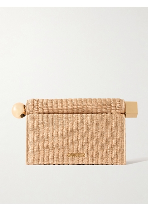Jacquemus - Pochette Embellished Faux Straw And Leather Clutch - Neutrals - One size