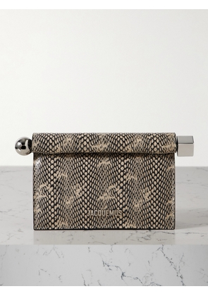 Jacquemus - The Pochette Small Embellished Snake-effect Leather Clutch - Animal print - One size