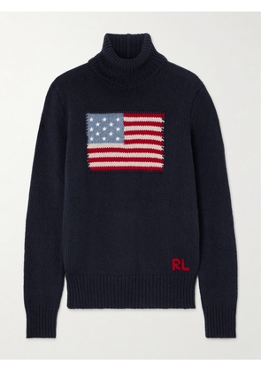 Ralph Lauren Collection - Embroidered Intarsia Cashmere Turtleneck Sweater - Blue - xx small,x small,small,medium,large,x large