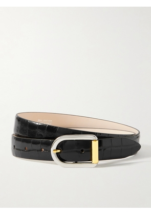 Déhanche - Mija Mixed Metal Croc-effect Leather Belt - Black - XS,S,M,L,XL