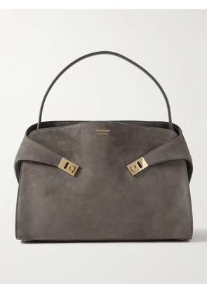Ferragamo - Hug Medium Suede Tote - Brown - One size