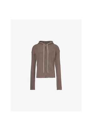 Mens Rick Owens Ribbed-Knit Relaxed-Fit Cotton Hoody