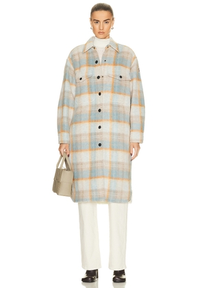 Moncler Grenoble Vanay Shirt Jacket in Cream & Multi - Baby Blue. Size 3/L (also in 2/M).