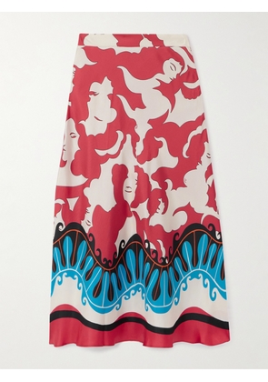 La DoubleJ - + Mother Lungomare Printed Silk-twill Midi Skirt - Red - xx small,x small,small,medium,large,x large,xx large
