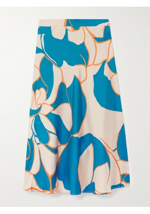 La DoubleJ - + Mother Lungomare Printed Silk-twill Midi Skirt - Blue - xx small,x small,small,medium,large,x large,xx large