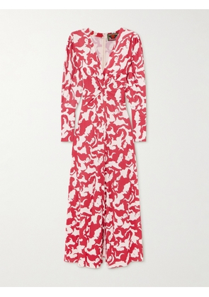 La DoubleJ - + Mother Twist-front Printed Jersey Midi Dress - Red - xx small,x small,small,medium,large,x large,xx large