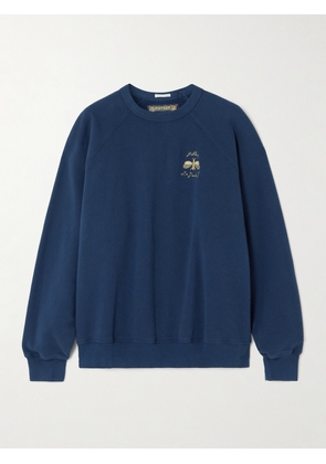 Mother - + La Doublej The Biggie Concert Embroidered Cotton-jersey Sweatshirt - Blue - x small,small,medium,large,x large