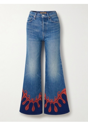 Mother - + La Doublej The Tomcat Roller Printed High-rise Flared Jeans - Blue - 23,24,25,26,27,28,29,30,31,32