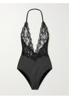 Givenchy - Lace And Satin Halterneck Bodysuit - Black - x small,small,medium,large,x large