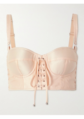 Dolce & Gabbana - Cropped Lace-up Satin Bustier Top - Orange - IT38,IT40,IT42,IT44,IT46