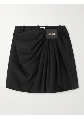 LOEWE - Draped Cotton And Silk-blend Twill Mini Skirt - Black - FR36,FR40,FR44,FR42,FR38