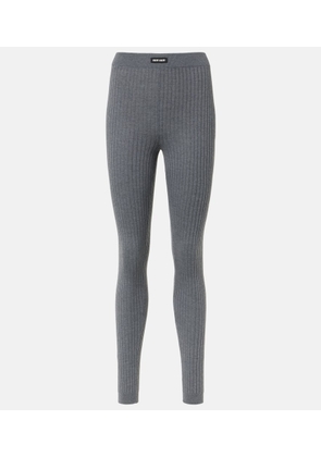Miu Miu Ribbed-knit wool leggings