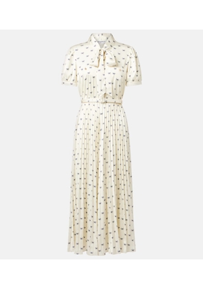 Self-Portrait Printed satin midi dress