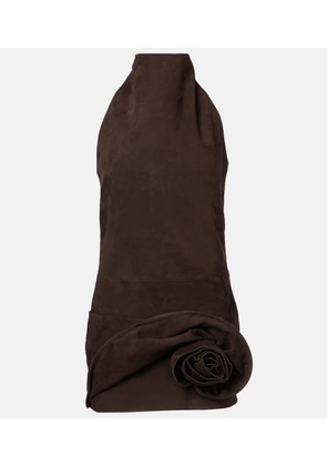 Magda Butrym Floral-appliquÃ© suede minidress