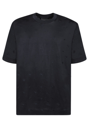 Emporio Armani Blue Logo Embroidered T-shirt