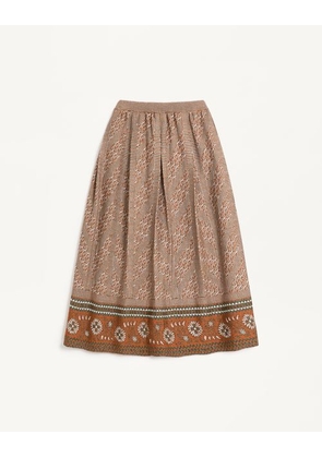 Valentino KNITTED SKIRT WITH LUREX JACQUARD PATTERN Woman GINGER ORANGE/BEIGE L