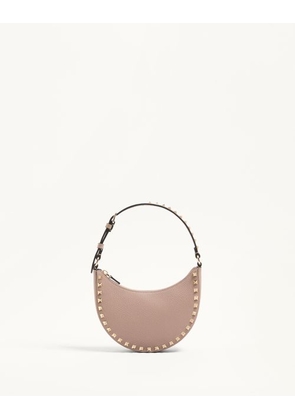 Valentino Garavani MINI ROCKSTUD HOBO BAG IN GRAINY CALFSKIN Woman POUDRE UNI