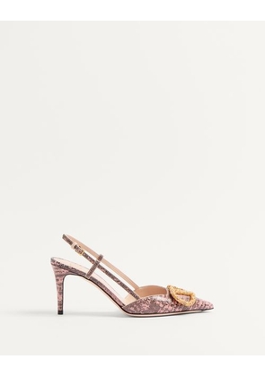 Valentino Garavani VLOGO SIGNATURE SLINGBACK PUMPS IN TEJUS 80MM Woman PEACH ROSE/VINTAGE ROSE 36