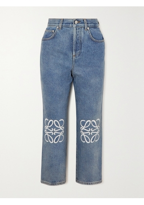 LOEWE - Appliquéd Cropped High-rise Straight-leg Jeans - Blue - FR 32,FR 34,FR 36,FR 38,FR 40,FR 42,FR 44