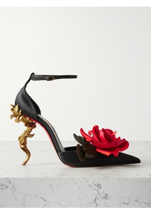 Christian Louboutin - Bellarose 100 Appliquéd Satin-crepe Pumps - Black - IT37,IT38,IT39,IT40