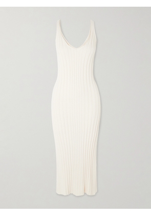 Arch4 - Tenby Ribbed Cotton, Silk And Cashmere-blend Midi Dress - Ivory - x small,small,medium,large