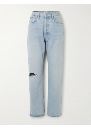 AGOLDE - Kelly Distressed High-rise Straight-leg Jeans - Blue - 23,24,25,26,27,28,29,30,31,32