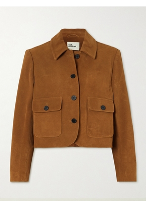 Self-Portrait - Cropped Suede Jacket - Brown - UK 4,UK 6,UK 8,UK 10,UK 12,UK 14,UK 16
