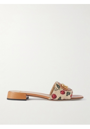 Valentino Garavani - Vlogo Raffia-jacquard Slides - Neutrals - IT36,IT36.5,IT37,IT37.5,IT38,IT38.5,IT39,IT39.5,IT40,IT41,IT42