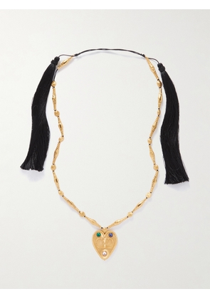 Valentino Garavani - Gold-tone, Crystal And Cord Necklace - One size